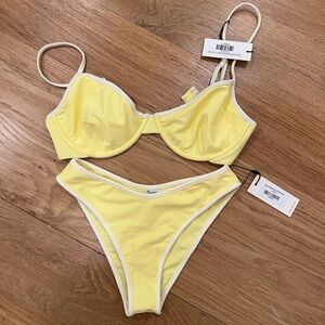 NWT Montce yellow pastel binded Lulu bikini set